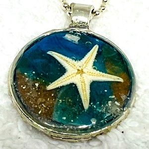 Real Starfish Resin Pendant
